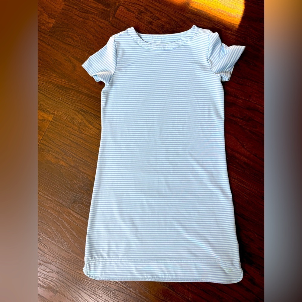 vineyard vines girls Short Sleeve Stripe Sankaty Dress L (14)